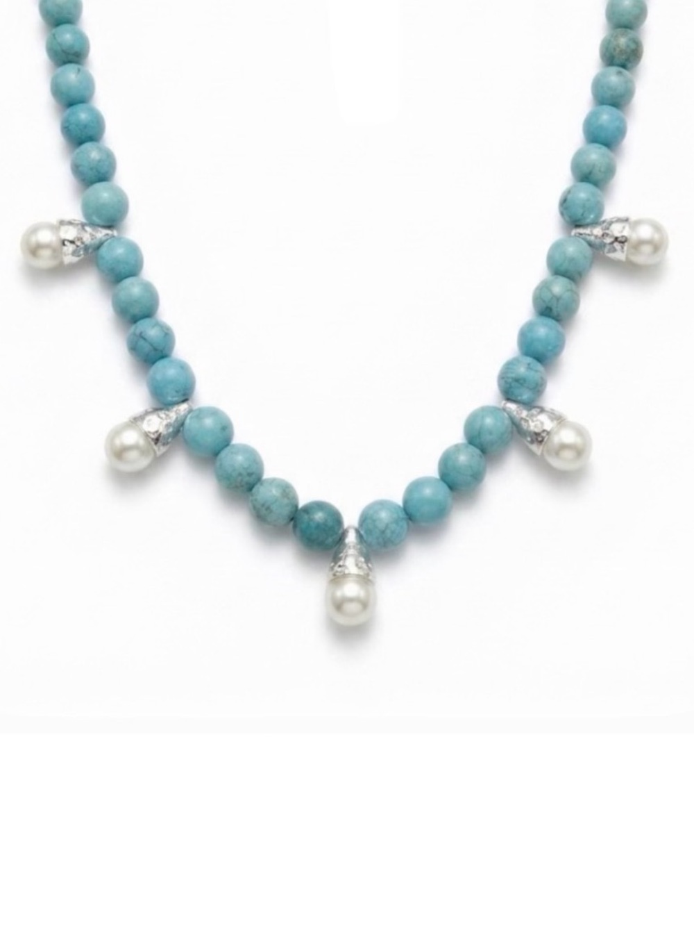 NWT ⚜️🩵⚜️ Parker Rose  Semi Precious Stone Beaded Necklace with Pearls Charms